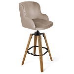 Барный стул со спинкой и подлокотниками на 4-х коричневых ножках Бежевый Велюр Ava Charm варинант исполнения - 1 | Loft Concept в Кирове