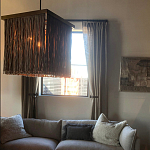 Люстра квадратная с бахромой и подвесом из деревянных бусин Psyche варинант исполнения - 3 | Loft Concept в Кирове