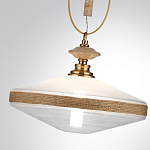 Подвесной светильник с плоским прозрачным плафоном и декоративной вставкой из текстурного камня Tectona  варинант исполнения - 6 | Loft Concept в Кирове