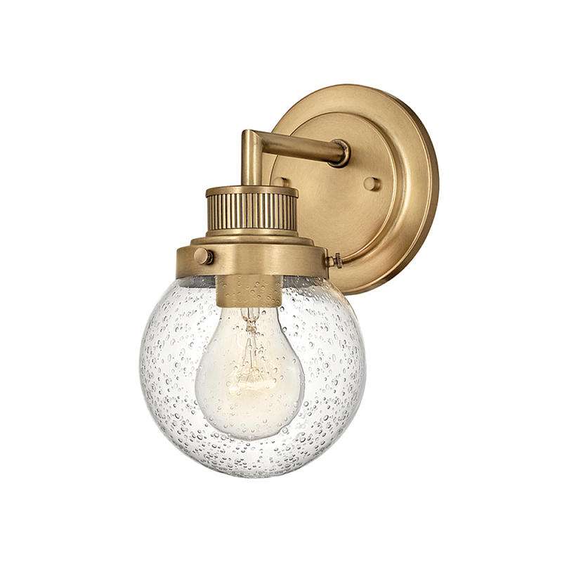 Бра для ванных комнат с прозрачным шарообразным плафоном из стекла с пузырьками на круглом основании Hinkley Хром Латунь Прозрачное Стекло в Кирове | Loft Concept 
