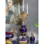 Подсвечник из темно-синего фарфора с бронзовыми элементами и цветами Eden Garden варинант исполнения - 4 | Loft Concept в Кирове