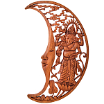 Панно из дерева Ганеша и месяц Panel With Animals варинант исполнения - 1 | Loft Concept в Кирове