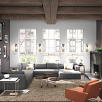 Бра цвета хром с круглой рамой и цилиндрическим прозрачным стеклянным плафоном на прямоугольном основании Feiss варинант исполнения - 4 | Loft Concept в Кирове