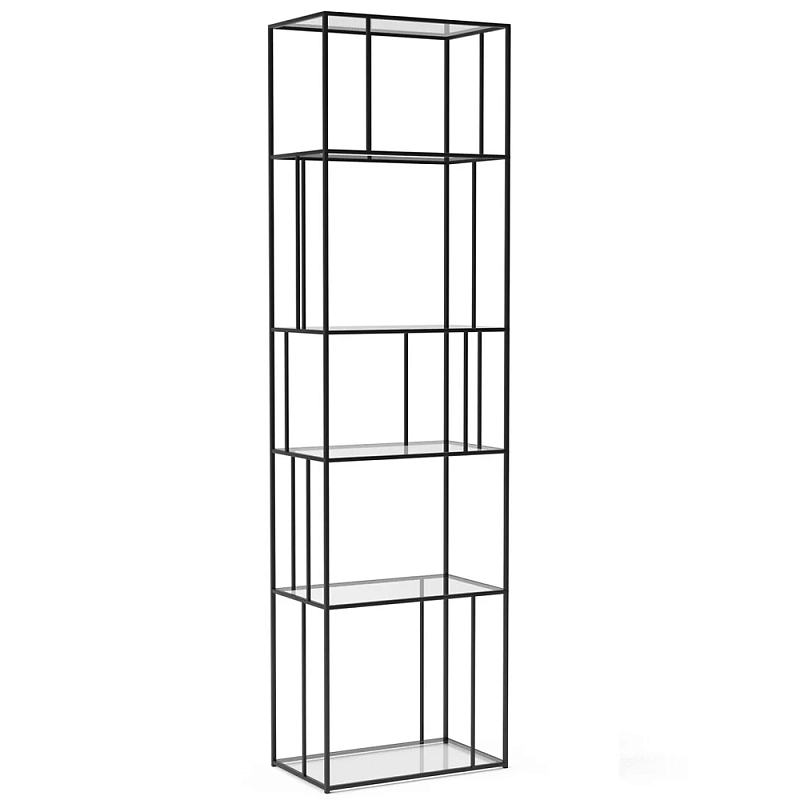 Стеллаж из металла и стекла Menzie Metal Rack Черный Прозрачное Стекло Стеллаж из металла и стекла Menzie Metal Rack Черный Прозрачное Стекло в Кирове | Loft Concept