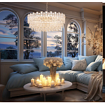 Круглая люстра с хрустальными подвесками на золотистом каркасе Gorgeous Crystal Light варинант исполнения - 13 | Loft Concept в Кирове