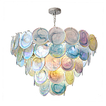 Люстра с каскадом из круглых разноцветных стеклянных дисков Mother of Pearl Iridescence варинант исполнения - 2 | Loft Concept в Кирове