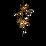 Люстра подвесная вытянутой формы с плафонами из стекла и металла с тремя вертикальными подвесками Gilded Mirage  варинант исполнения - 5 | Loft Concept в Кирове