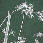 Обои ручная роспись Bamboo Argent on Edo Green painted silk варинант исполнения - 1 | Loft Concept в Кирове