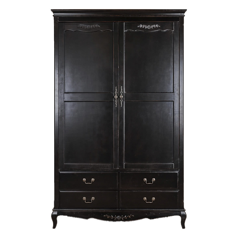 Шкаф черный с 4-мя ящиками и 2-мя дверцами в стиле Прованс Vintage Черный в Кирове | Loft Concept 