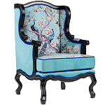 Кресло из натурального бука бирюзовое с изображением птиц и цветов Turquoise Chinoiserie Garden Armchair варинант исполнения - 2 | Loft Concept в Кирове