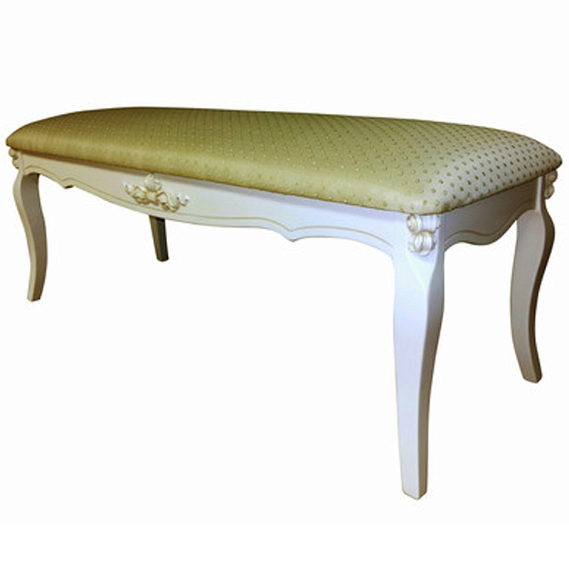 Банкетка велюр в стиле прованс Lotte French Seating Banquette Белый Бежевый в Кирове | Loft Concept 