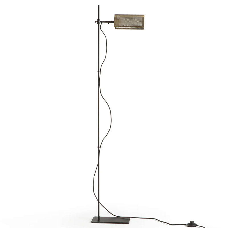 Торшер с плафоном из перфорированного металла Elledge Floor Lamp Латунь Черный Торшер с плафоном из перфорированного металла Elledge Floor Lamp Латунь Черный в Кирове | Loft Concept
