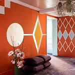 Обои ручная роспись Chez Nina by India Mahdavi Lantana colourway on Arancio dyed silk варинант исполнения - 1 | Loft Concept в Кирове