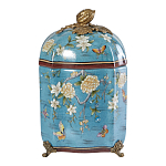 Ваза голубая с крышкой и цветочным узором Genuine Chinese Classics варинант исполнения - 1 | Loft Concept в Кирове