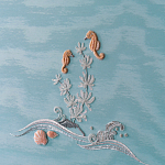 Обои с вышивкой ручной работы Amami Waves Moonbeam colourway on silk moire варинант исполнения - 5 | Loft Concept в Кирове