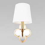 Бра с белым текстильным абажуром и декоративным основанием в виде четырехлистника с зеркальной вставкой Vitorino варинант исполнения - 18 | Loft Concept в Кирове