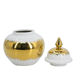 Ваза белая с крышкой и золотистыми фрагментами 24 см Chinoiserie Ceramics варинант исполнения - 2 | Loft Concept в Кирове