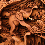 Панно из дерева пять слонов Panel With Animals варинант исполнения - 3 | Loft Concept в Кирове