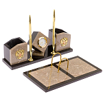 Настольный письменный набор из бежевого мрамора с часами Marble Accessory варинант исполнения - 2 | Loft Concept в Кирове