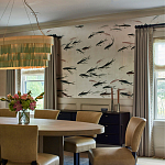 Обои ручная роспись Fishes Blue Pearl on Tarnished Silver gilded silk with pearlescent antiquing варинант исполнения - 3 | Loft Concept в Кирове