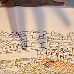 Настольная лампа с принтом на белом тканевом абажуре Roof Garden Lamp варинант исполнения - 2 | Loft Concept в Кирове