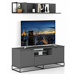 ТВ-тумба цвета графит с  2-мя дверцами и ящиком Strict Lines варинант исполнения - 6 | Loft Concept в Кирове