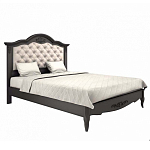 Кровать черная из массива бука с основанием и мягким изголовьем Black Provence варинант исполнения - 1 | Loft Concept в Кирове