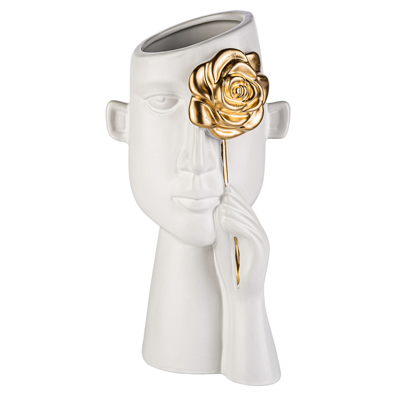 Ваза керамическая Face forever Flower Белый Золотой Ваза керамическая Face forever Flower Белый Золотой в Кирове | Loft Concept