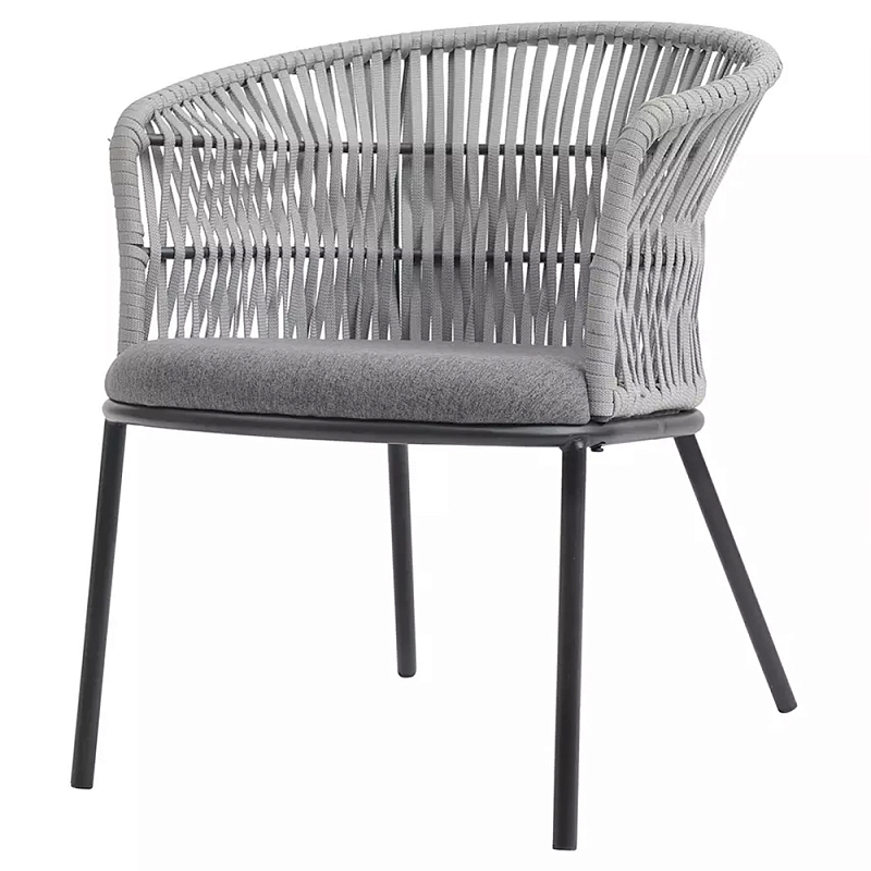 Кресло с декоративным плетением на спинке и подлокотниках Armchair Weaving Серый Светло-серый Темно-серый Кресло с декоративным плетением на спинке и подлокотниках Armchair Weaving Серый Светло-серый Темно-серый в Кирове | Loft Concept