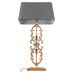 Настольная лампа на ажурном чугунном основании с тканевым серым абажуром Openwork Lamp варинант исполнения - 3 | Loft Concept в Кирове