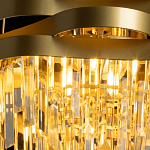 Люстра цвета матового золота с металлическими лентами и длинными прозрачными подвесками Gilded Waves варинант исполнения - 5 | Loft Concept в Кирове