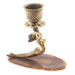 Подсвечник бронзовый из натурального камня агат Stone Candlestick варинант исполнения - 2 | Loft Concept в Кирове