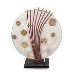 Настольная лампа из перламутра и дерева на подставке Indonesian Round Shell варинант исполнения - 3 | Loft Concept в Кирове