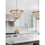 Люстра с подвесками в виде круглых деревянных белых бусин White Wooden Beads Chandelier варинант исполнения - 1 | Loft Concept в Кирове