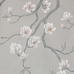 Обои ручная роспись Magnolia Canopy Original Colourway on Oyster Shell metallic silk варинант исполнения - 1 | Loft Concept в Кирове