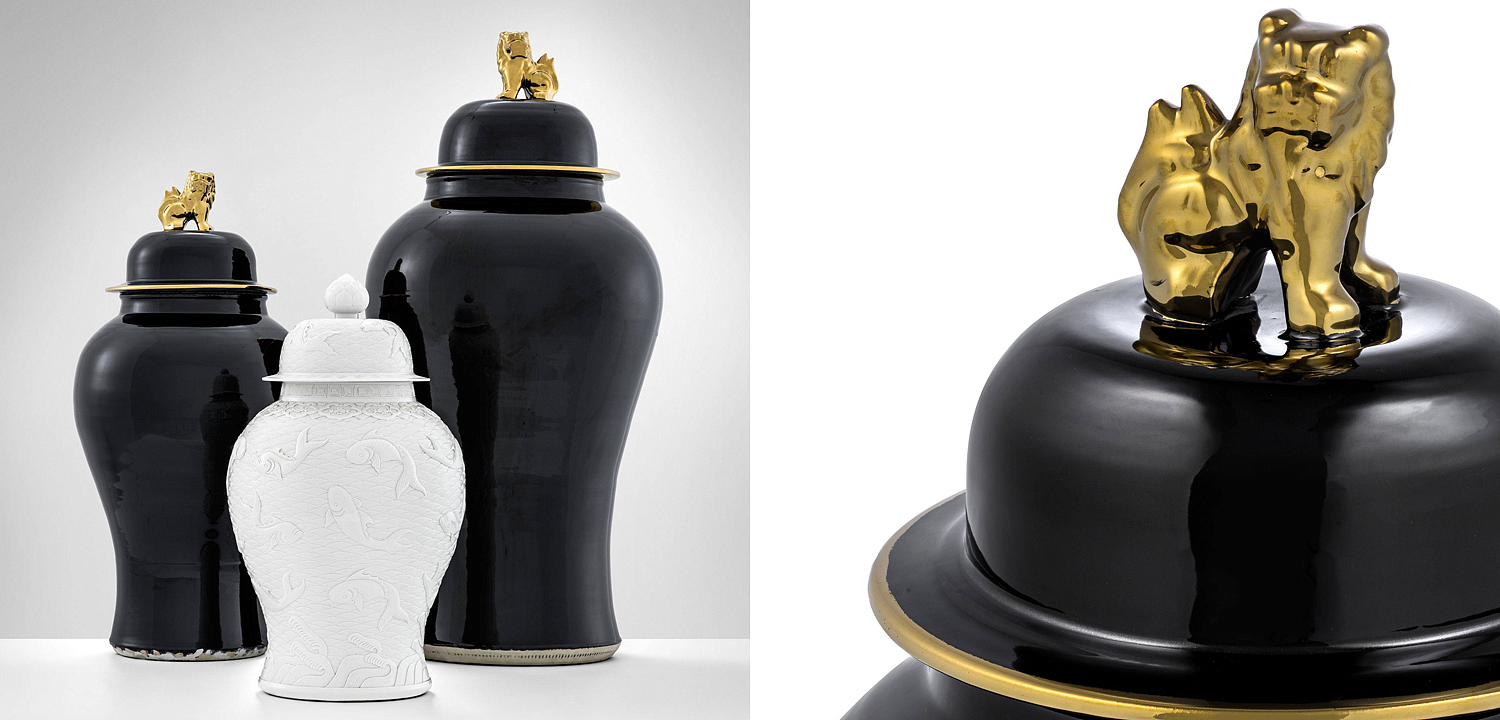 Ваза с крышкой Eichholtz Vase Golden Dragon S Ваза с крышкой Eichholtz Vase Golden Dragon S - Loft-Concept в Кирове