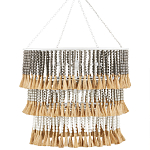 Люстра трехъярусная с декором из круглых деревянных бусин с кисточками Gray Brown Wooden Beads Chandelier варинант исполнения - 3 | Loft Concept в Кирове