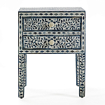 Тумбочка прикроватная White Pearl BEDSIDE CABINET 2 blue DRAWER варинант исполнения - 1 | Loft Concept в Кирове