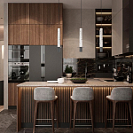 Подвесной светильник с узким цилиндрическим плафоном и черным металлическим декором Concrete Pipe варинант исполнения - 14 | Loft Concept в Кирове