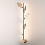 Бра с золотистой вертикальной трубкой и декоративными прозрачными листьями из стекла Sylva  варинант исполнения - 3 | Loft Concept в Кирове