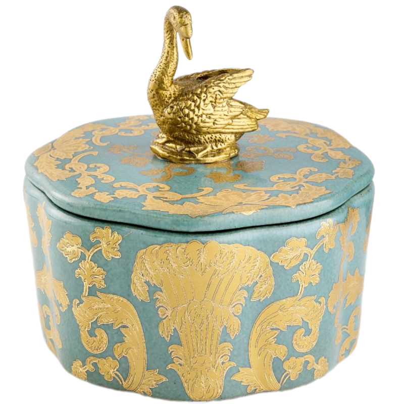 Фарфоровая шкатулка Swan Lake Бронза Голубой Фарфоровая шкатулка Swan Lake Бронза Голубой в Кирове | Loft Concept