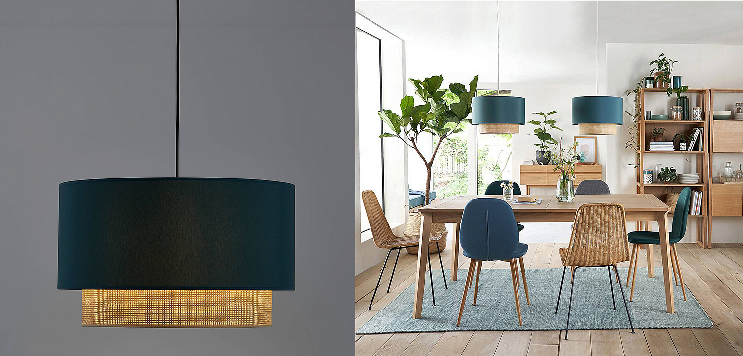 Подвесной светильник Ottar Wicker Turquoise lampshade Подвесной светильник Ottar Wicker Turquoise lampshade - Loft-Concept в Кирове