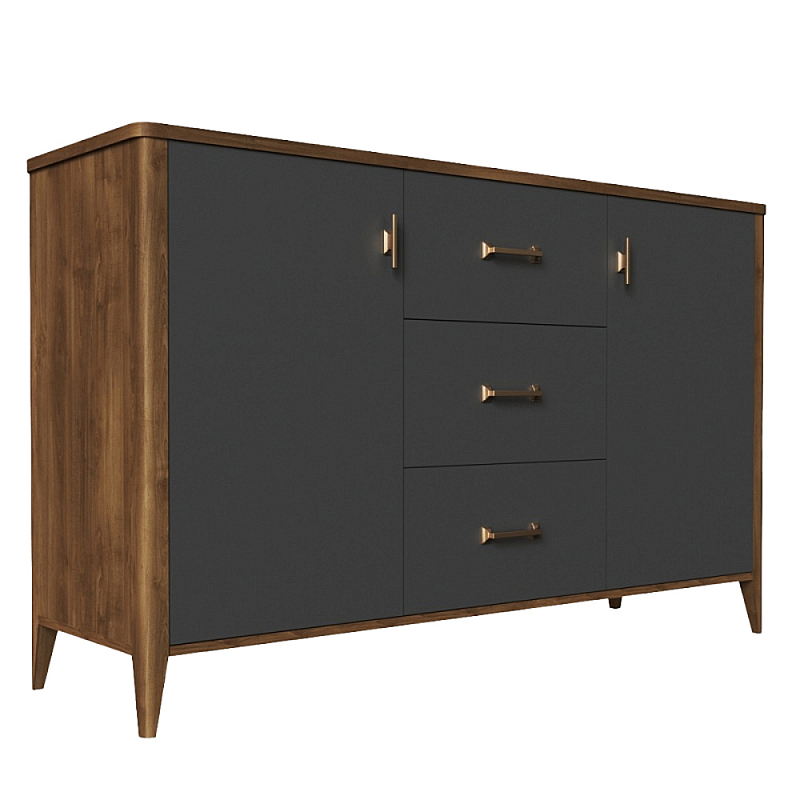 Комод с тремя ящиками и дверцами из массива бука Tasteful Furniture Серый Комод с тремя ящиками и дверцами из массива бука Tasteful Furniture Серый в Кирове | Loft Concept