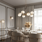 Подвесной светильник с шарообразным плафоном из белого стекла с подвеской из камня и кисточкой Agatelle варинант исполнения - 5 | Loft Concept в Кирове