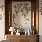 Обои с вышивкой ручной работы Deco Wisteria ﻿Midas colourway on Liso Pearl wool sateen варинант исполнения - 4 | Loft Concept в Кирове