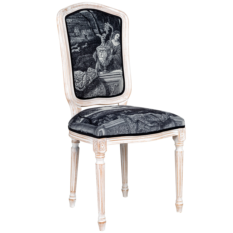 Стул Fontainebleau Stool Черно-белый Белый винтажная патина Стул Fontainebleau Stool Черно-белый Белый винтажная патина в Кирове | Loft Concept