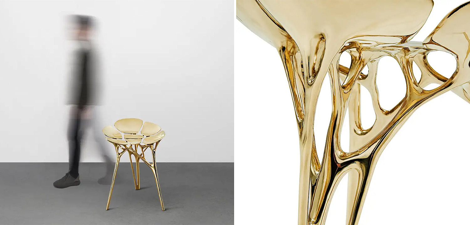 Барный стул Lotus Stool Side Table Gold Organic Form Барный стул Lotus Stool Side Table Gold Organic Form - Loft-Concept в Кирове