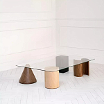 Дизайнерский журнальный стол с прозрачной столешницей и ножками в форме геометрических фигур Pytusin варинант исполнения - 1 | Loft Concept в Кирове