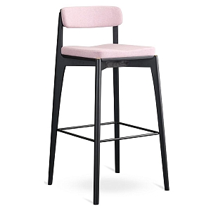 Барный стул из массива ясеня с обивкой из рогожки Elegant Ash Shape