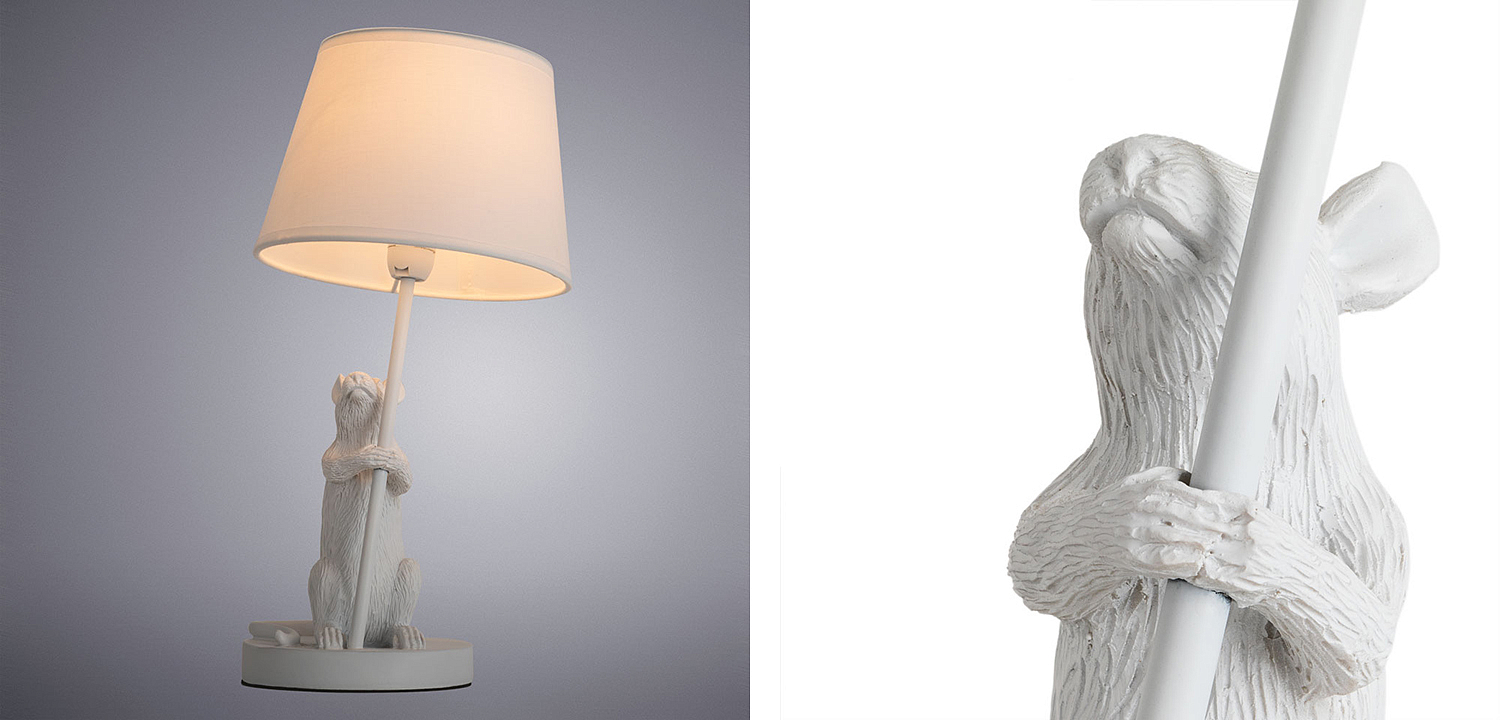 Настольная лампа White Mouse holding a lamp Настольная лампа White Mouse holding a lamp - Loft-Concept в Кирове